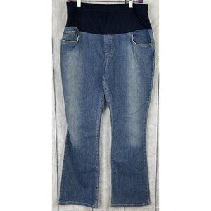 Liz Lange Maternity Blue Jeans Size 8 Stretch Boot Cut Elastic Tummy Panel